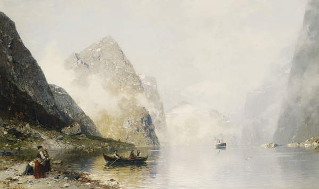 Detail of A Fjord Scene by Georg Anton Rasmussen