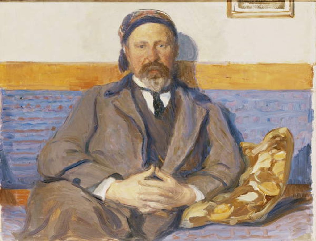 Detail of A Portrait of the Artist's Husband George Pauli Seated on a Sofa by Hanna Pauli