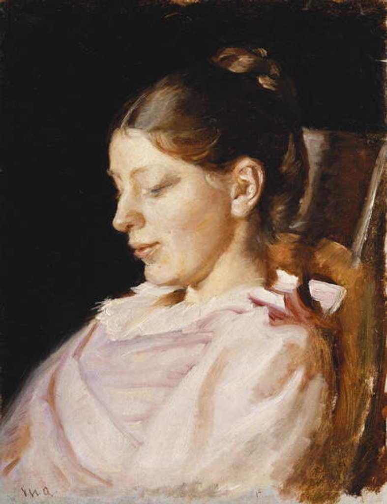 Detail of Portrait of Anna Ancher, the Artist's Wife by Michael Peter Ancher