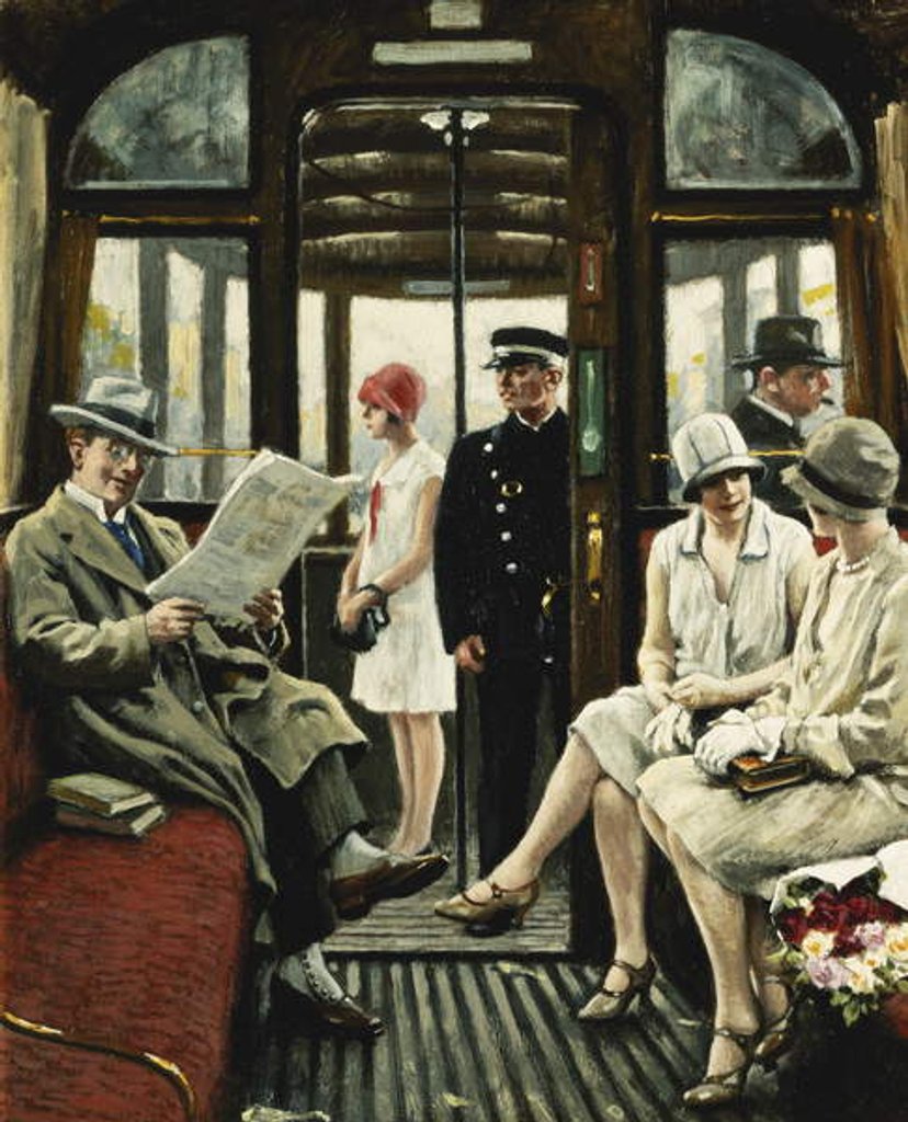 Detail of On the Tram by Paul Fischer