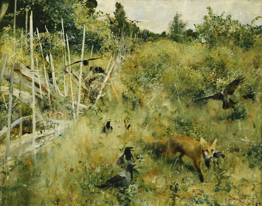 Detail of A Fox Taking a Crow; Rav Och Krakor, 1884 by Bruno Andreas Liljefors