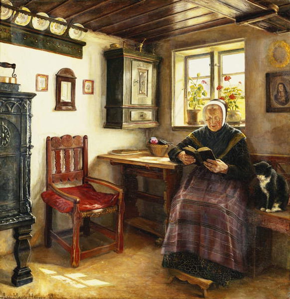 Detail of A Good Book, 1899 by Anne Marie Hansen