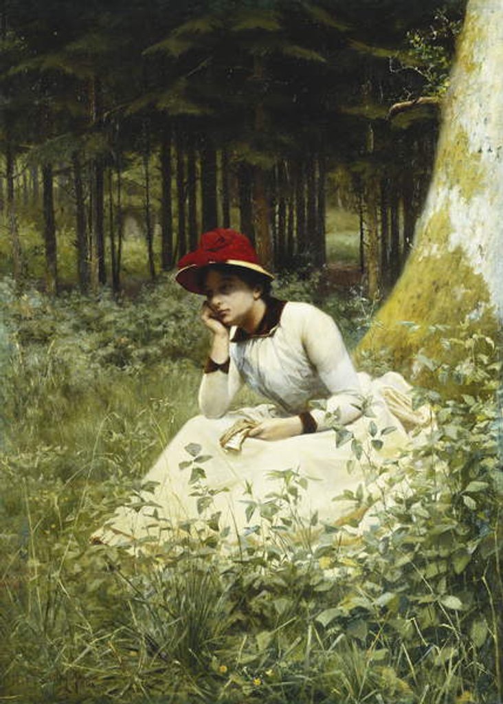 Detail of A Pensive Moment, 1888 by Niels Frederik Schiottz-Jensen