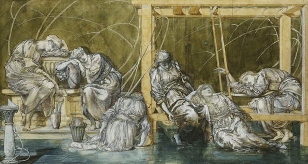 Detail of Study for 'The Garden Court' by Edward Coley Burne-Jones