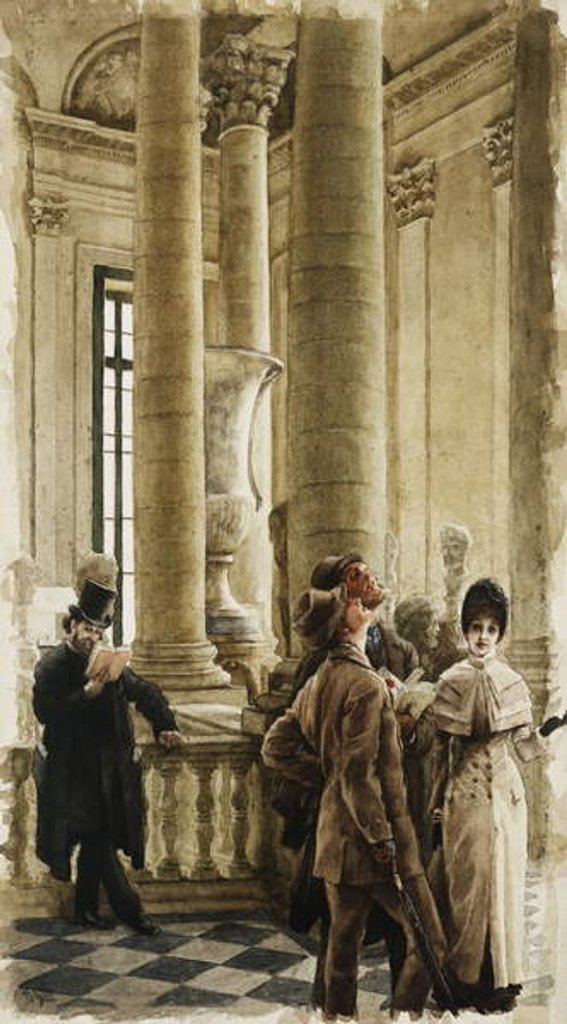 Detail of The Louvre; Au Louvre, c.1879-80 by James Jacques Joseph Tissot