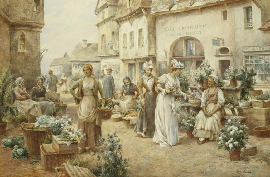 Detail of A Flower Market, France, 1900 by Alfred Jr. Glendening