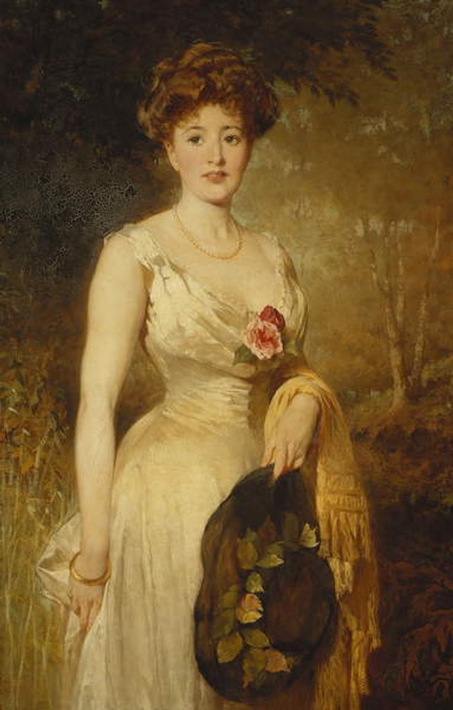 Detail of Portrait of a Lady in a White Dress, 1909 by George Elgar Hicks