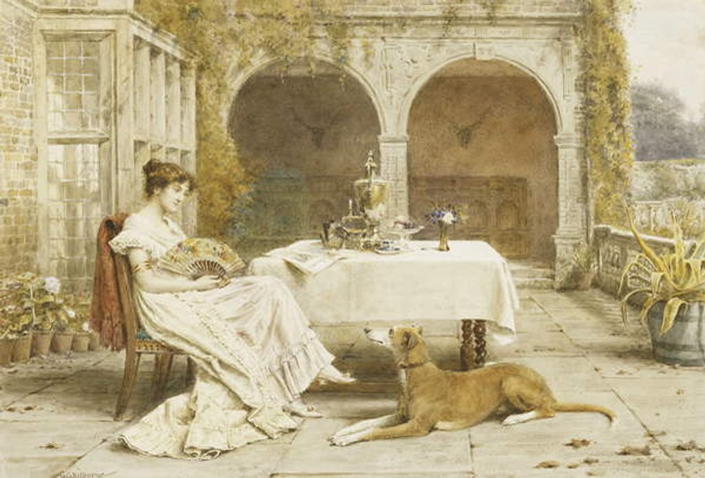 Detail of Faithful Friend at Tea Time by George Goodwin Kilburne