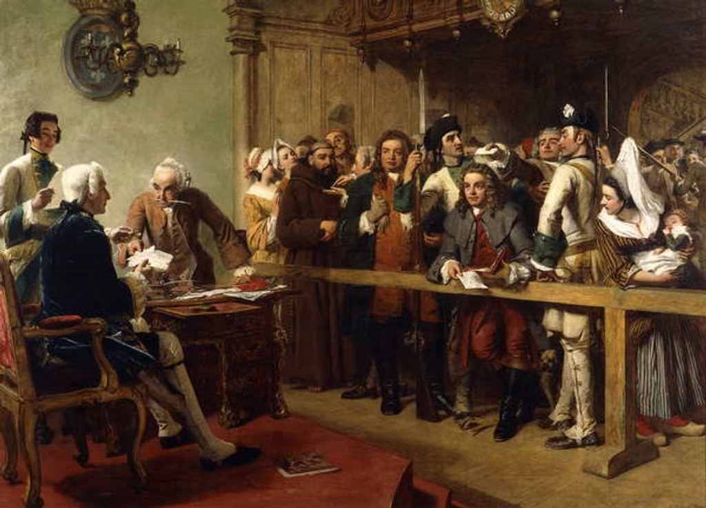 Detail of Hogarth Brought Before the Governor of Calais as a Spy, 1851 by William Powell Frith