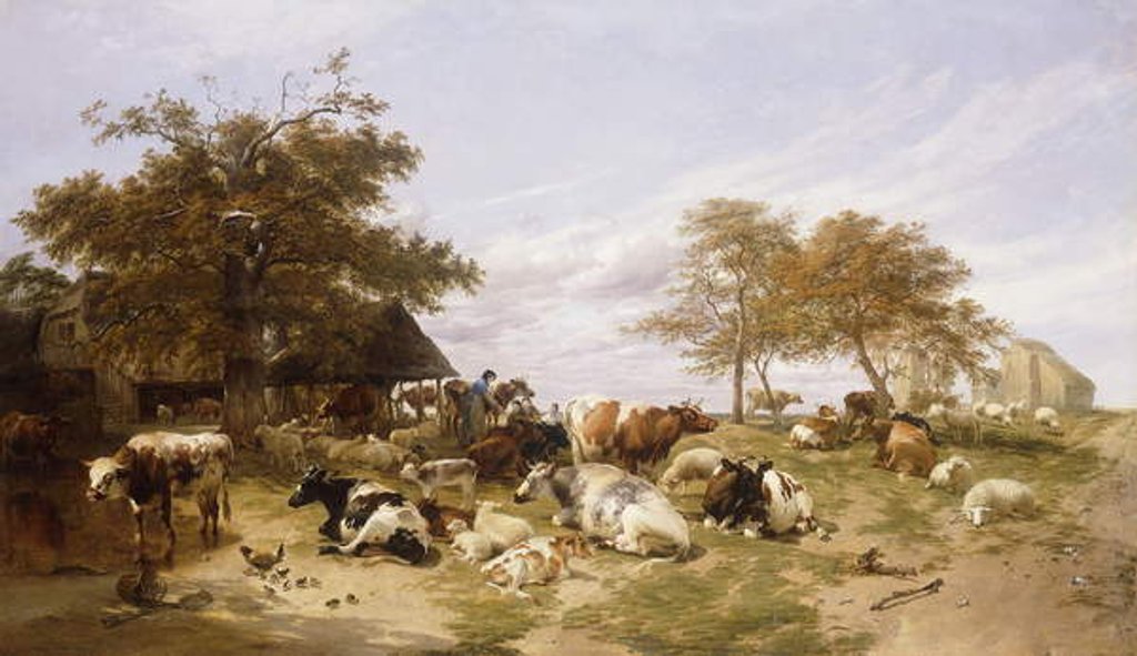 Detail of A Dairy Farm on the Marshes, East Kent, 1859 by Thomas Sidney Cooper