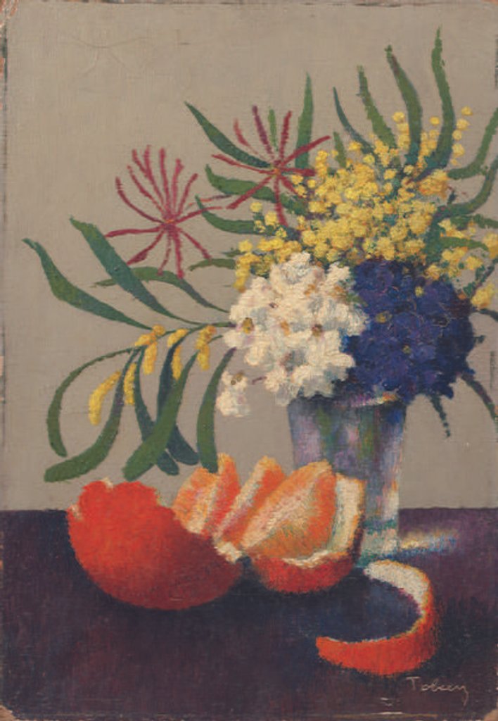 Detail of Still Life with Flowers and an Orange by Felix Elie Tobeen