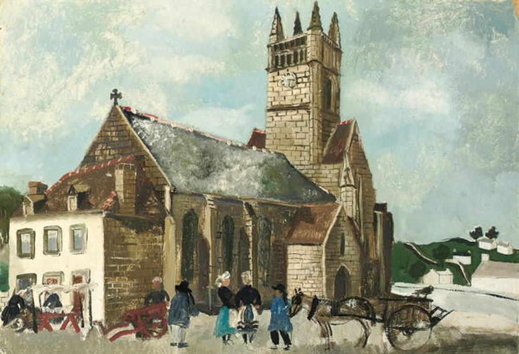 Detail of Church and Market, Brittany, 1930 by Christopher Wood