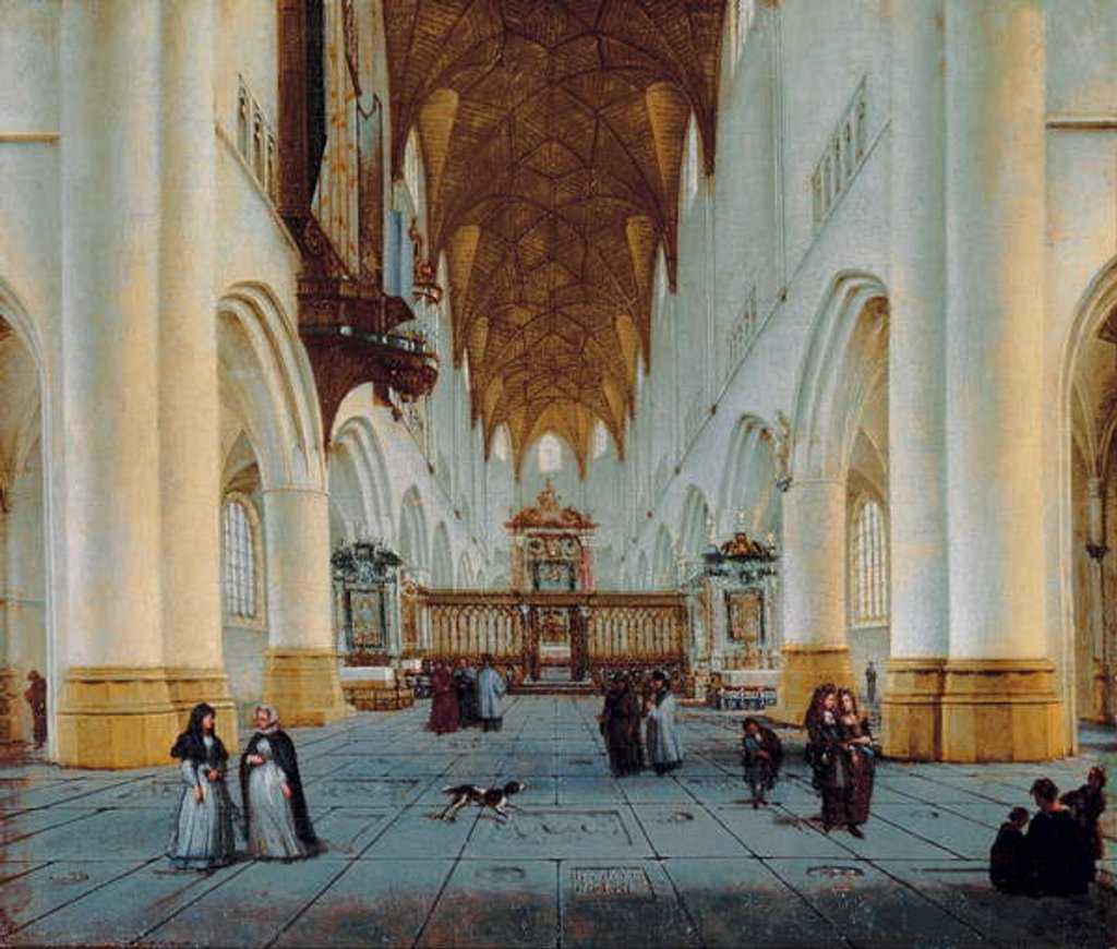 Detail of The interior of St. Bavo's, Haarlem by Isaak Nickelen