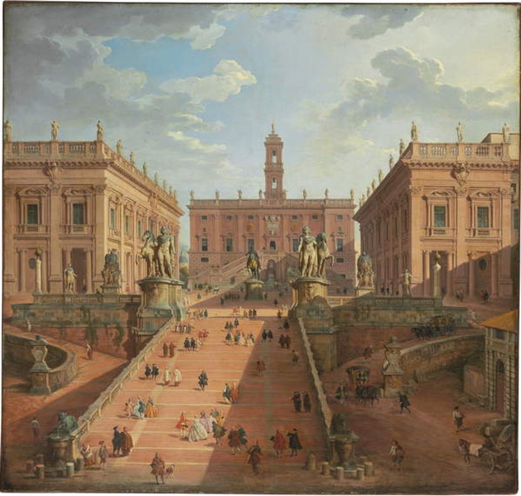 Detail of View of the Campidoglio, Rome, 1750 by Giovanni Paolo Pannini or Panini