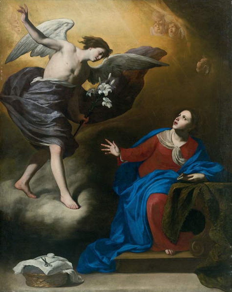 Detail of Annunciation by Massimo Stanzione