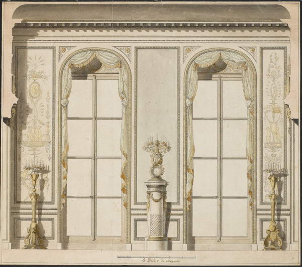 Detail of Architectural project for the Grande Galerie of the Hotel de Madame de Mazarin in Paris by Jean-Desmosthene Dugourc