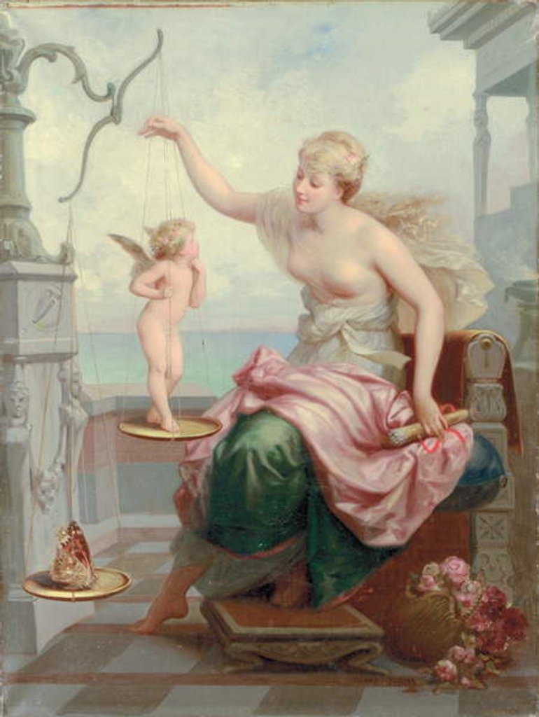 Detail of Weighing Cupid Against a Butterfly by Henri Pierre Picou
