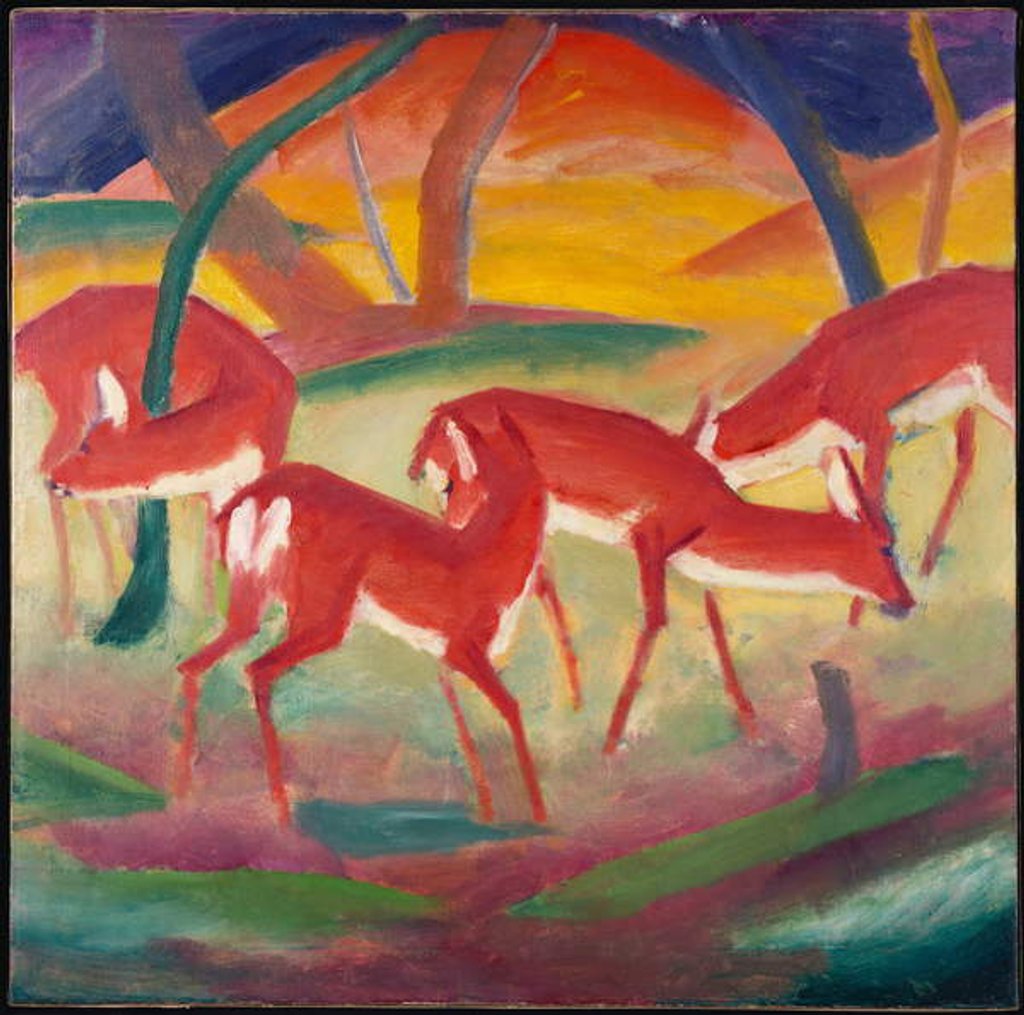 Detail of Red Deer 1, 1910 by Franz Marc