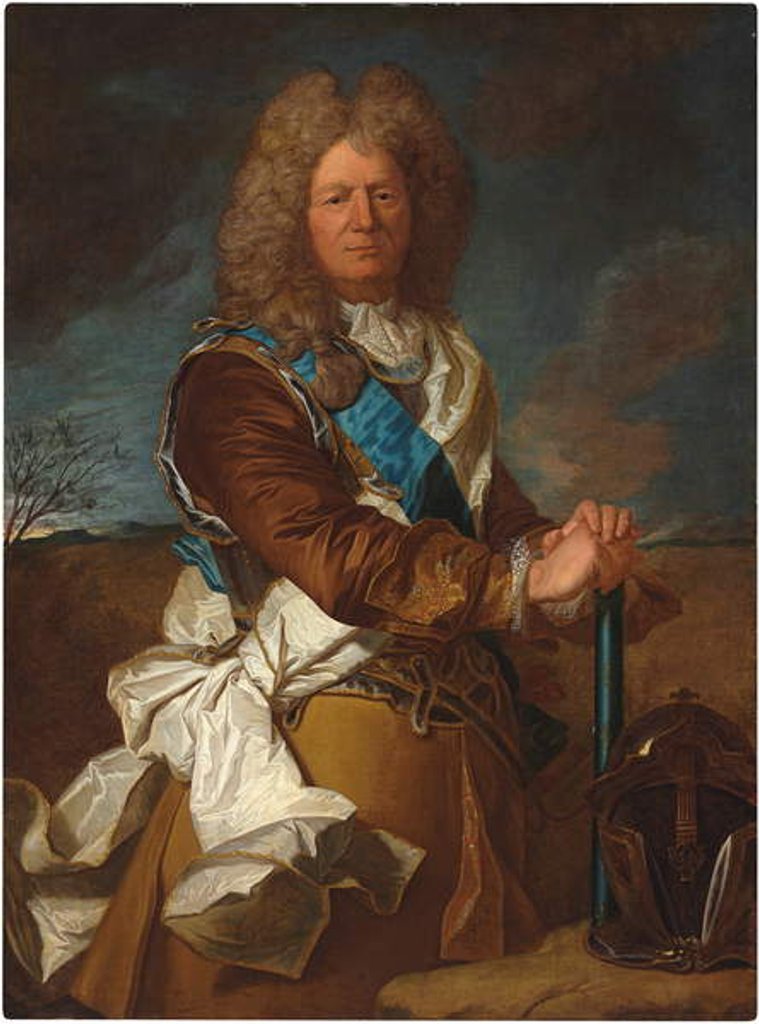 Detail of Portrait of Sebastien Le Prestre, Marquis de Vauban, Marechal de France, wearing the order of Saint Esprit by Hyacinthe Rigaud