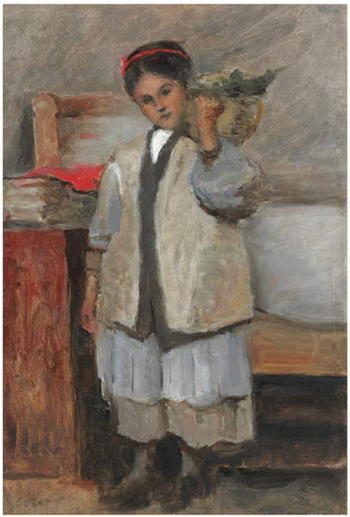 Detail of The Young Seraphine Dressed in Corot's Waistcoat, 1871 by Jean Baptiste Camille Corot