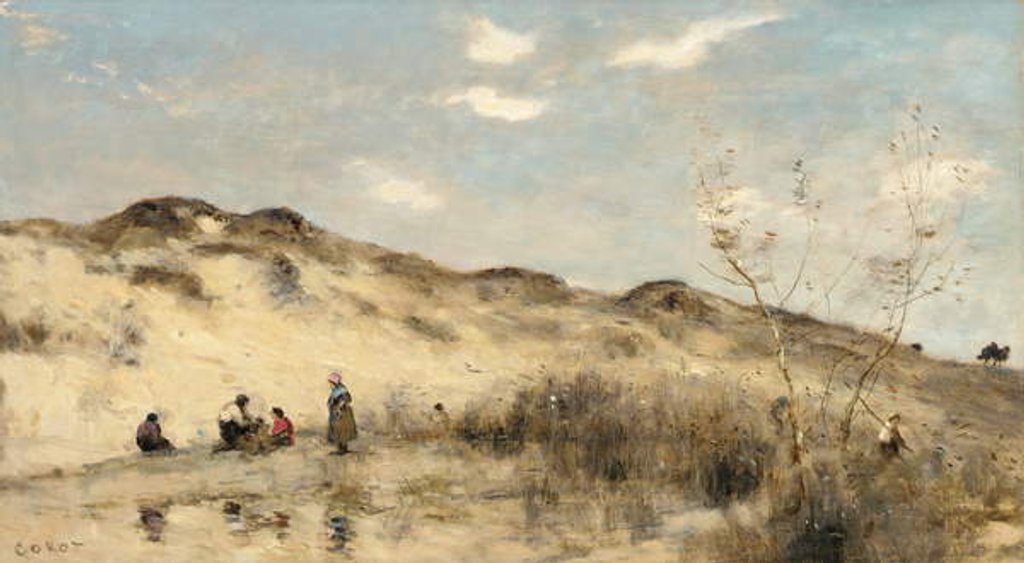 Detail of The Dunes of Dunkirk, 1873 by Jean Baptiste Camille Corot