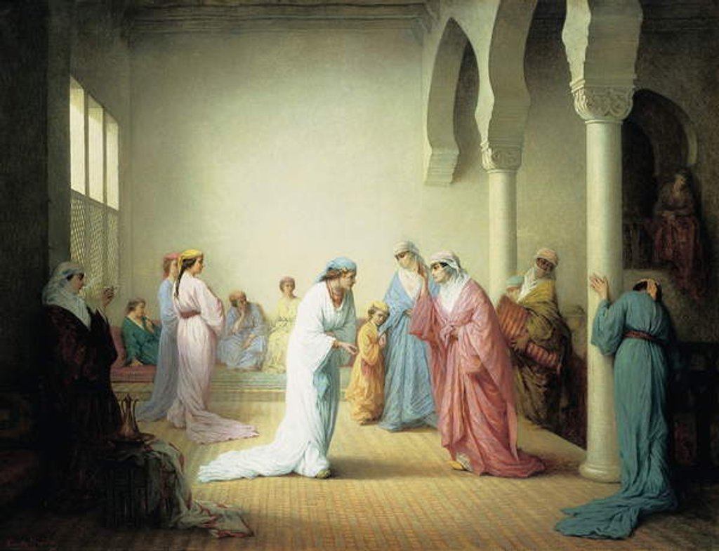 Detail of The Arrival into the Harem at Constantinople, 1861 by Henriette Browne