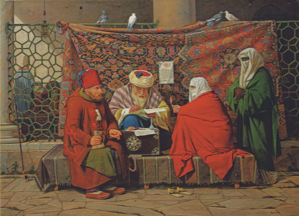 Detail of A Turkish Notary Drawing up a Marriage Contract in front of the Kilic Ali Pasha Mosque, Tophane, Cinstantinople, 1837 by Martinus Rorbye