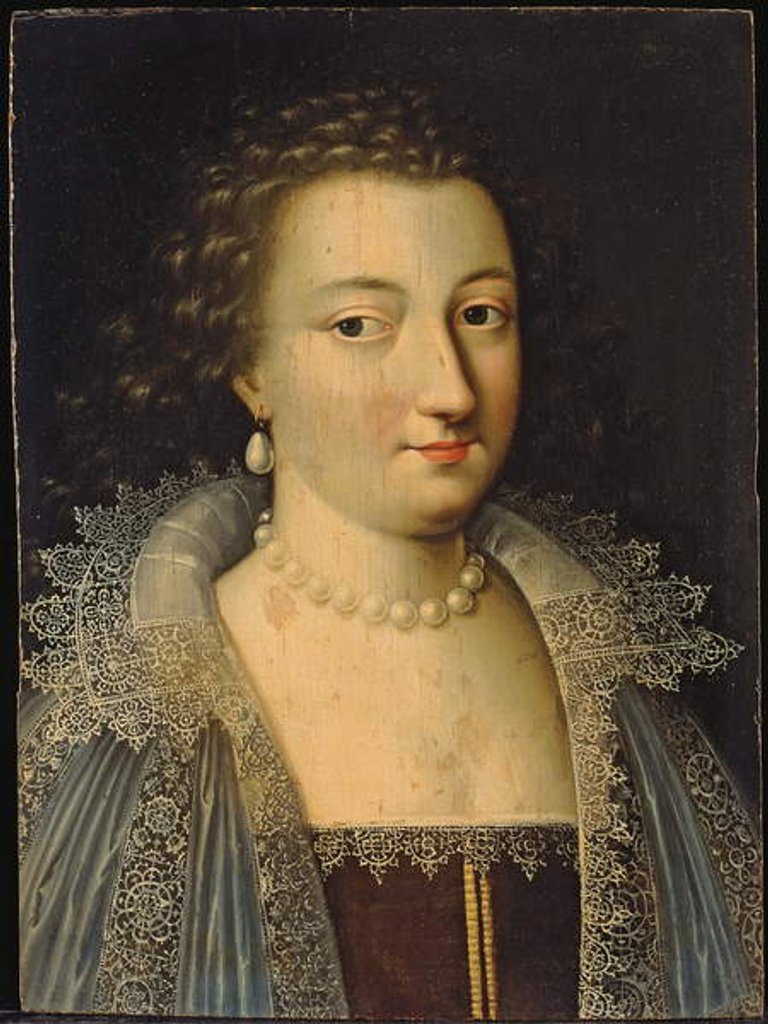 Detail of Portrait of a lady, probably Marie de Rohan-Montbazon, Duchesse de Luynes Puis de Chevreuse by Jean Leblond