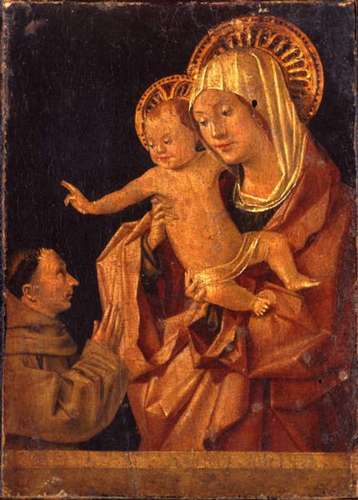 Detail of The Madonna and Child with a Franciscan monk in adoration by Antonello da Messina