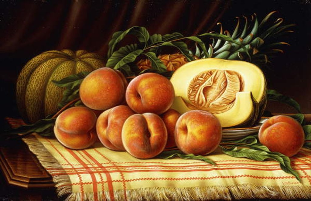 Detail of Melons, Peaches and Pineapple by Levi Wells Prentice
