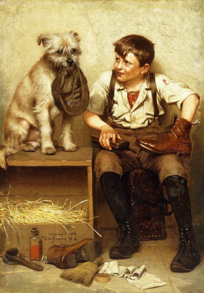 Detail of Shoeshine Boy, 1902 by John George Brown