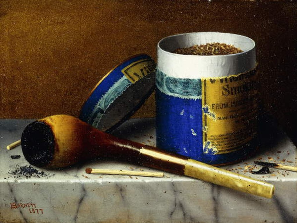 Detail of Tobacco and Pipe, 1877 by William Michael Harnett