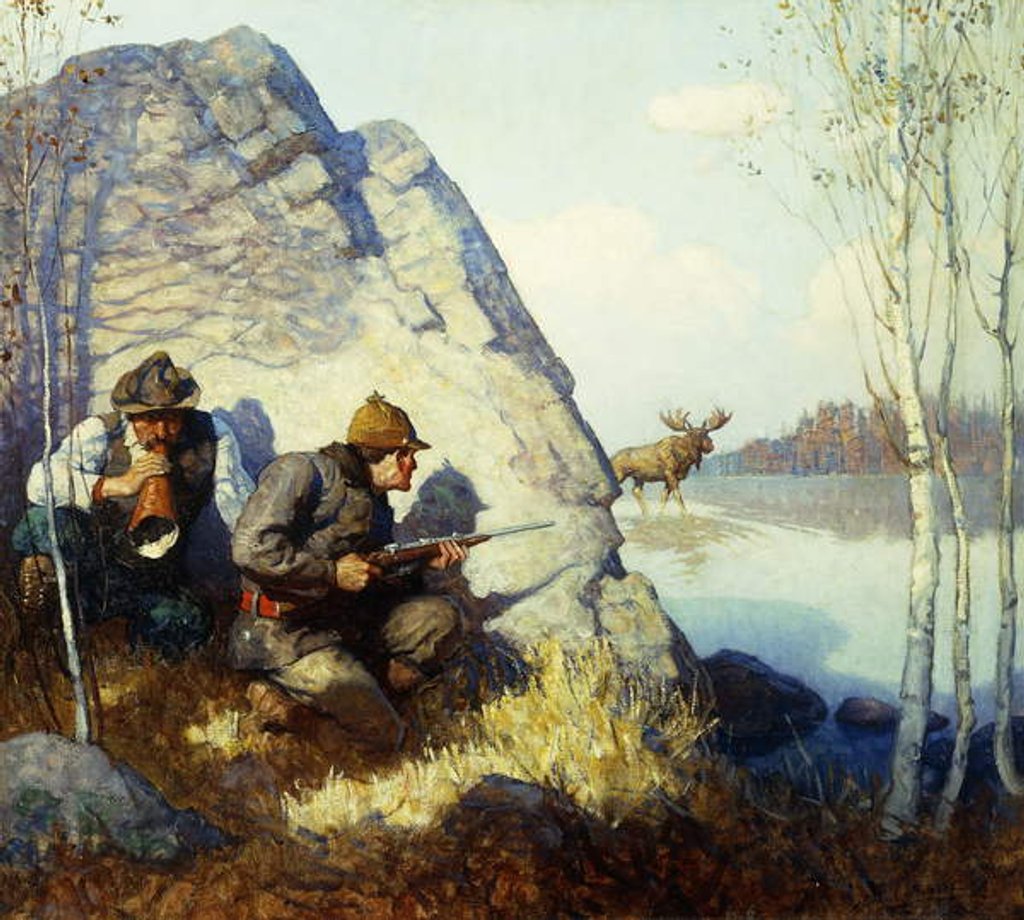 Detail of The Moose Call by Newell Convers Wyeth