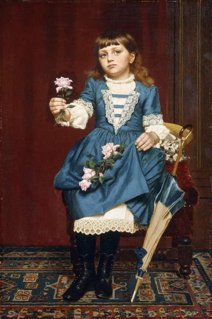 Detail of Daisy McComb Holding a Pink Rose, 1888 by John George Brown