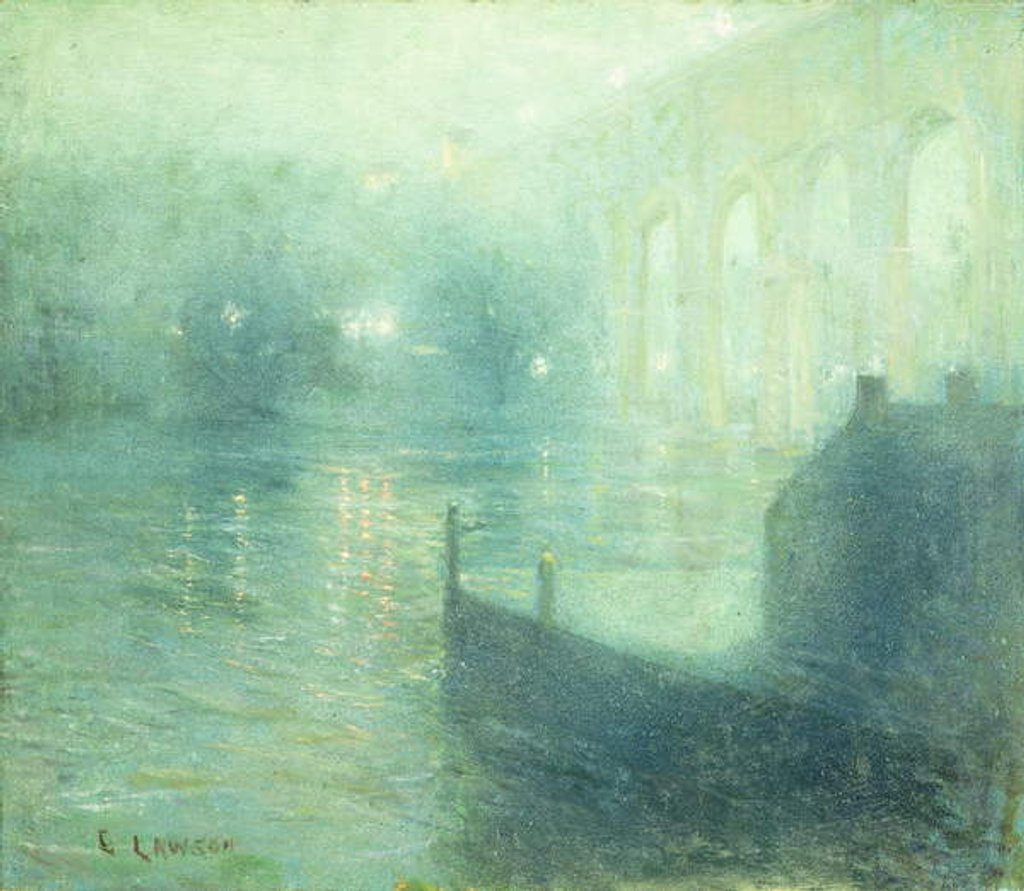 Detail of Harlem River at Night by Ernest Lawson