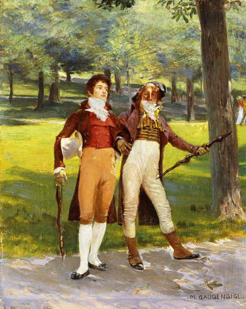 Detail of Dandies in the Park by Ignaz-Marcel Gaugengigl