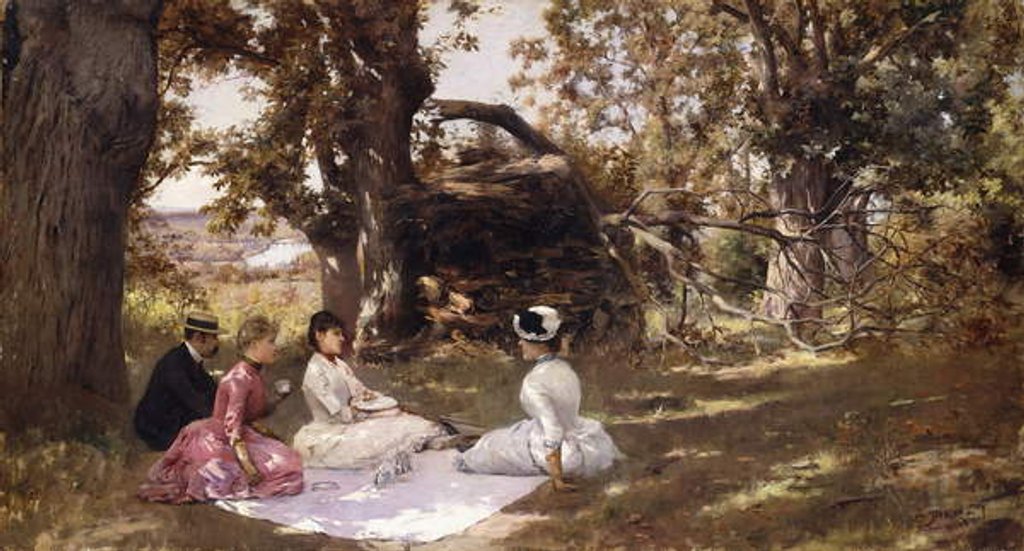 Detail of Picnic Under the Trees, 1896 by Julius Leblanc Stewart