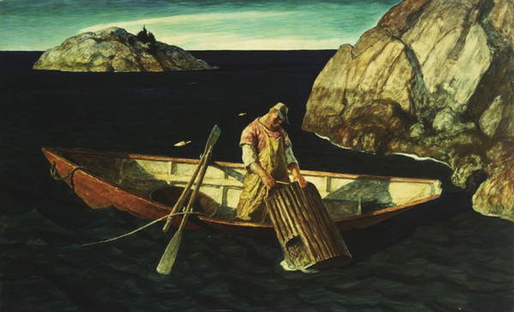 Detail of Checking the Traps by Newell Convers Wyeth