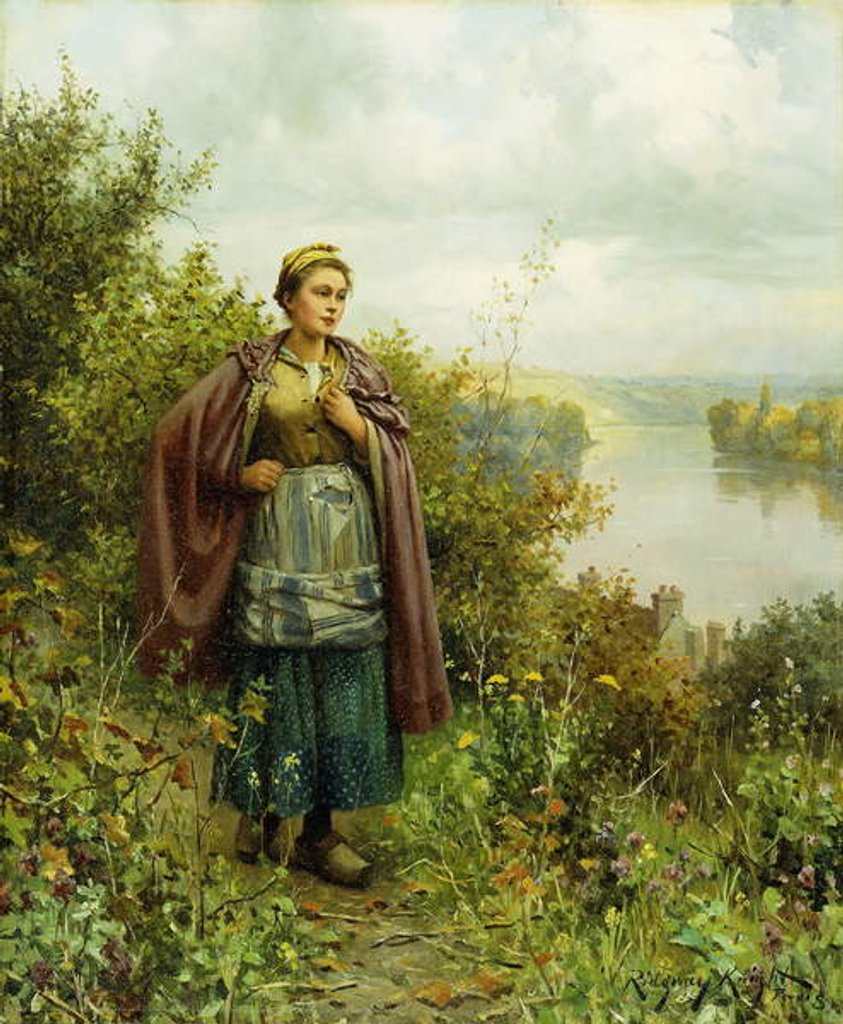 Detail of An Autumn Stroll by Daniel Ridgway Knight