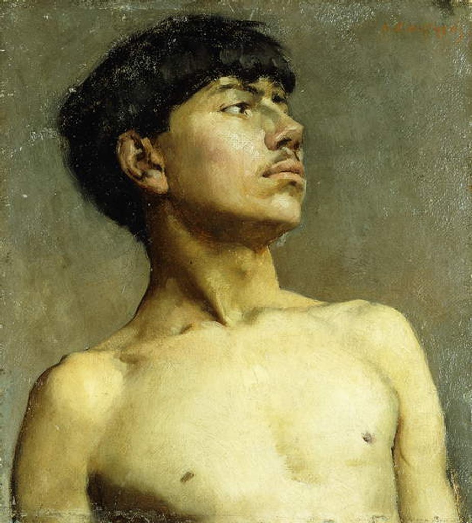 Detail of Portrait of Xavier Martinez by Arthur Frank Mathews