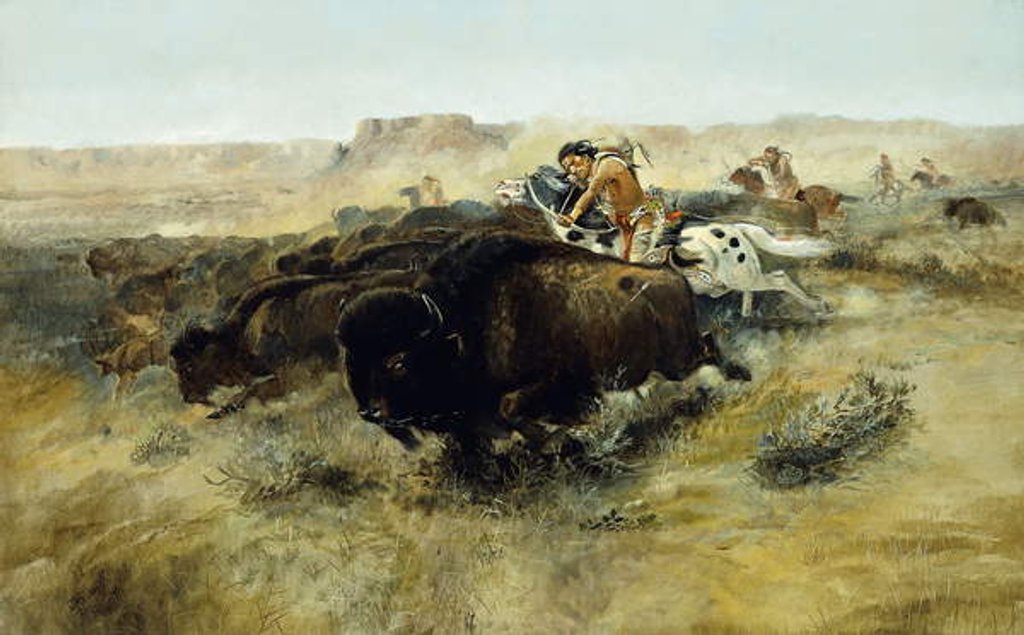 Detail of Buffalo Hunt no. 7, 1892-1895 by Charles Marion Russell