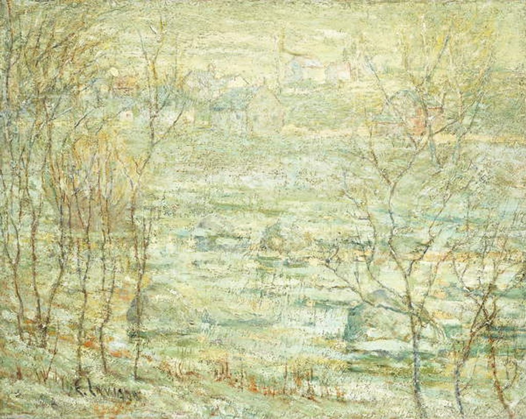 Detail of Spring Landscape, Harlem River by Ernest Lawson