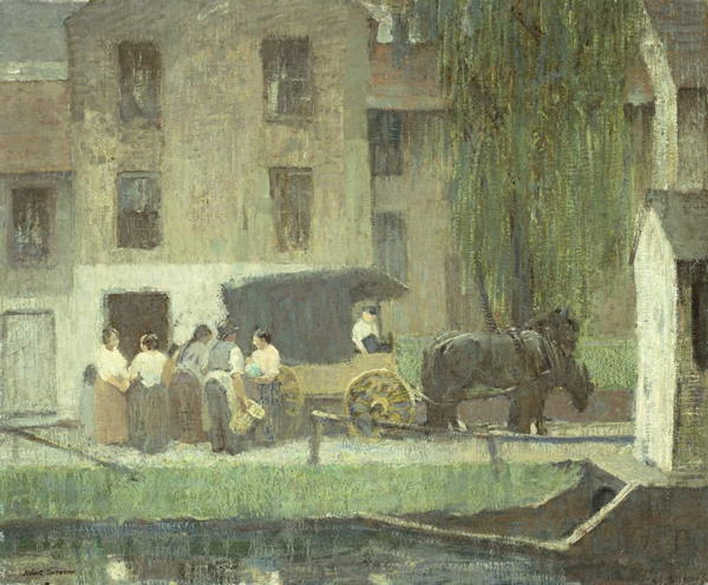 Detail of The Peddler's Cart on the Canal, New Hope, by Robert C. Spencer