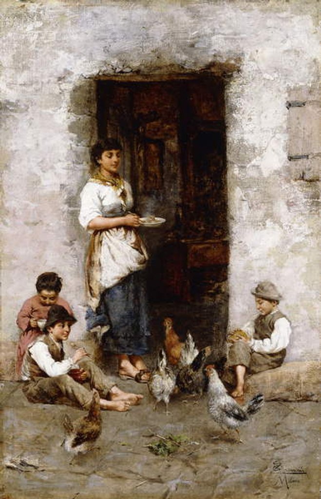 Detail of Mealtime; Il Pasto by Giuseppe Zannoni
