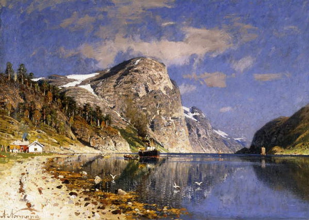 Detail of A Steamer in the Sognefjord by Adelsteen Normann