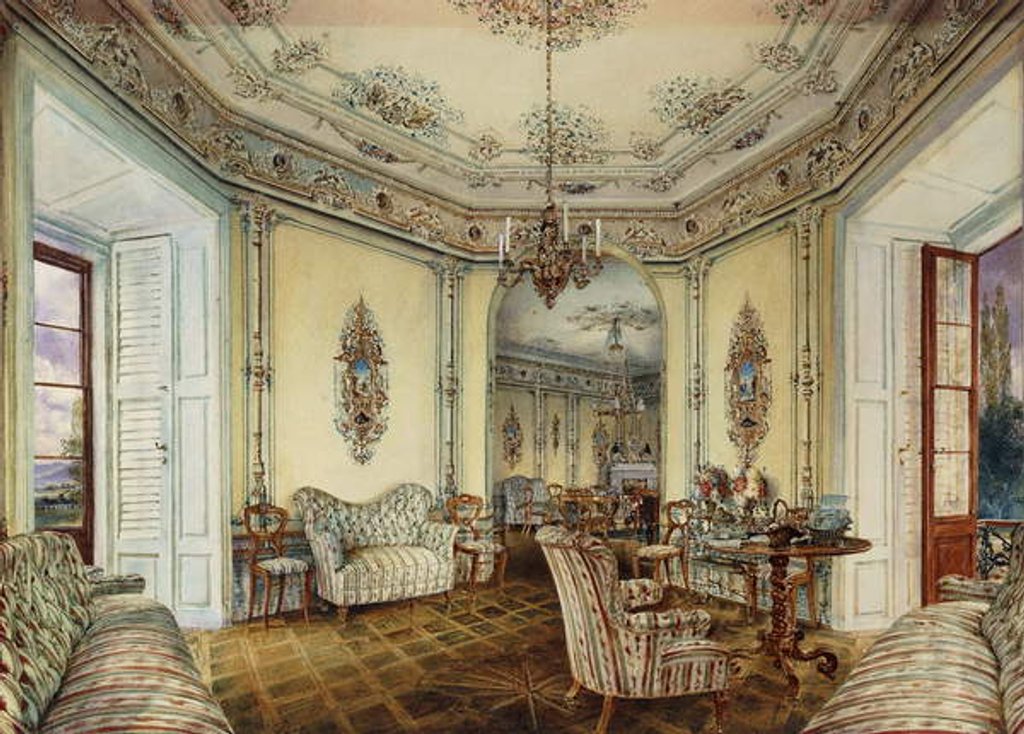 Detail of Interior view of the Salon of a Castle in Obertwaltersdorf by Rudolph von Alt