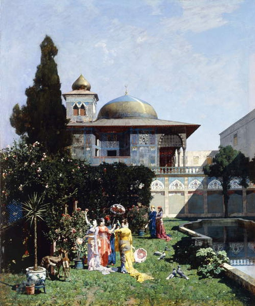 Detail of A Corner in the Garden of the Harem; Un Angolo de Giardino dell'Harem, 1877 by Alberto Pasini