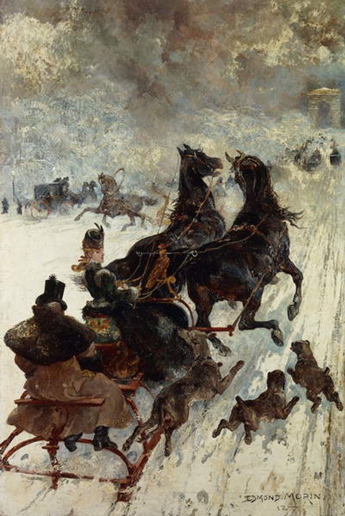 Detail of The Sled Race, 1877 by Edmond Morin