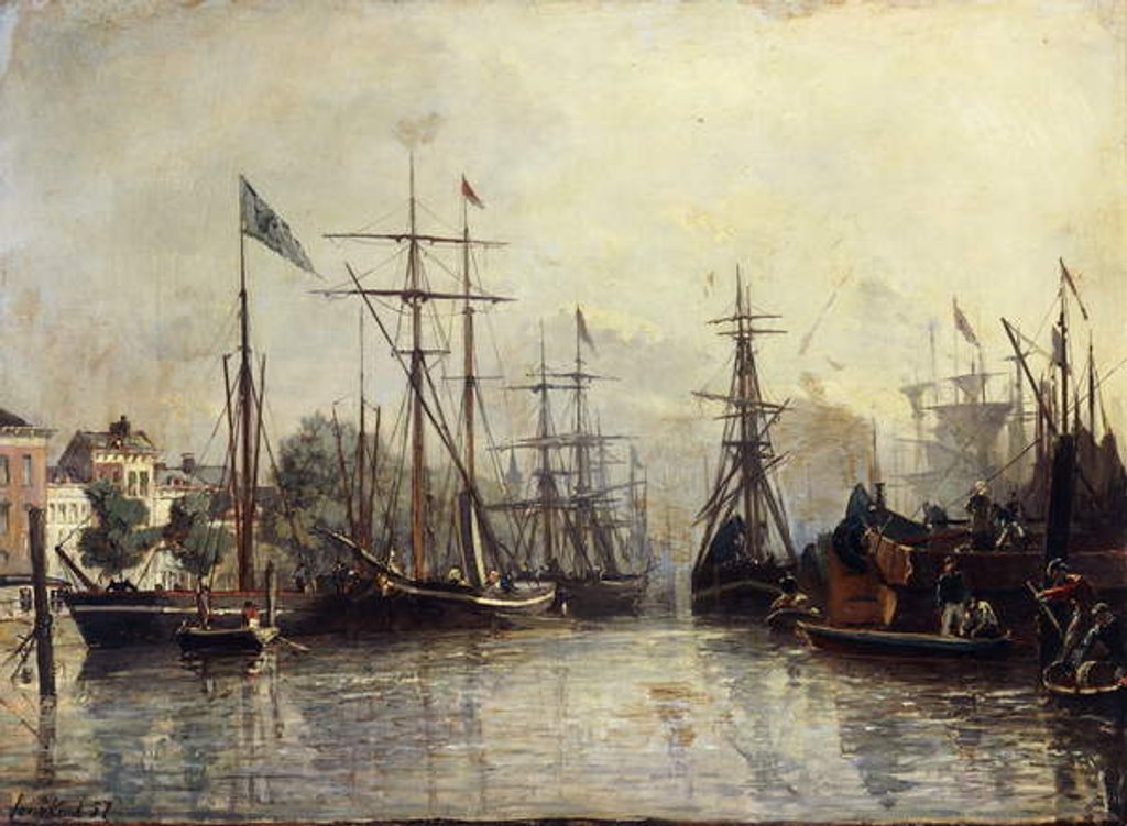 Detail of Rotterdam Harbour, 1857 by Johan-Barthold Jongkind