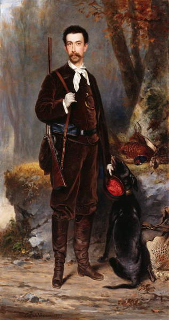 Detail of A Huntsman with a Dog, 1876 by Charles Edouard Boutibonne